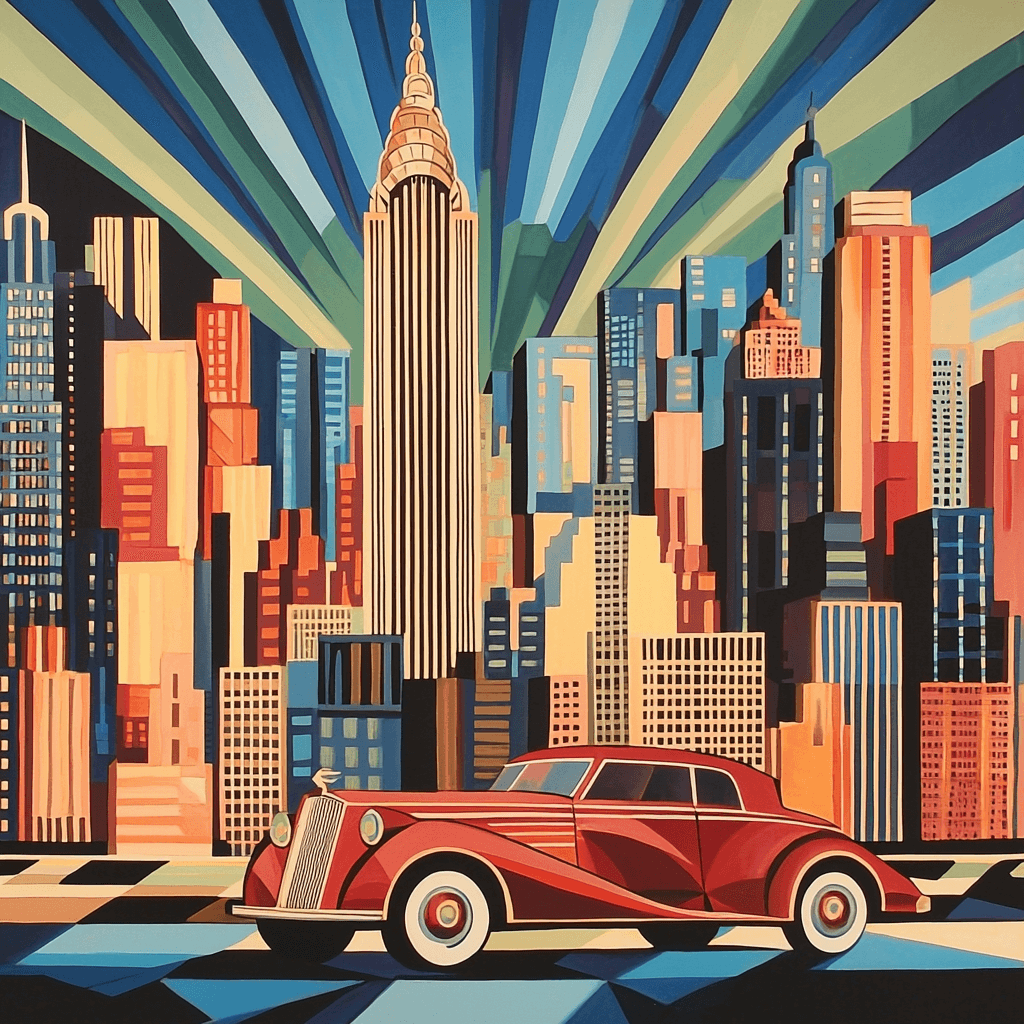 Tamara De Lempicka Inspired Art Deco Skyline Numbered Painting Kits