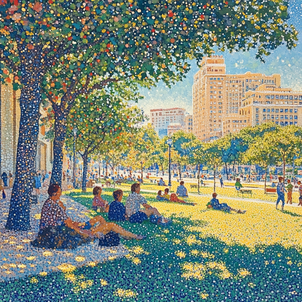 Georges Seurat Inspired City Park paint by numbers