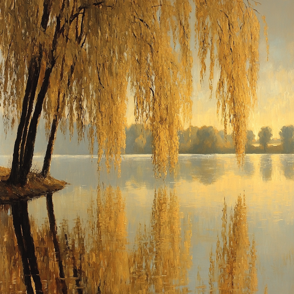 Claude Monet Inspired Autumn Willow Reflections Painting by numbers kit