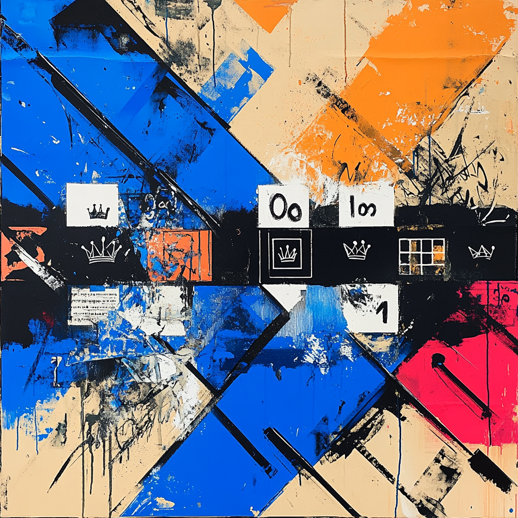 Jean-Michel Basquiat Inspired Fractured Identity Matrix paint by color