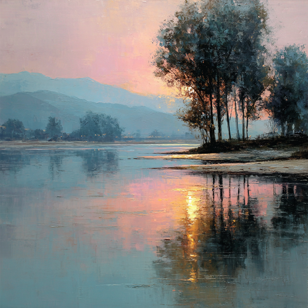 Claude Monet Inspired Misty River Sunrise Paint by numbers kits