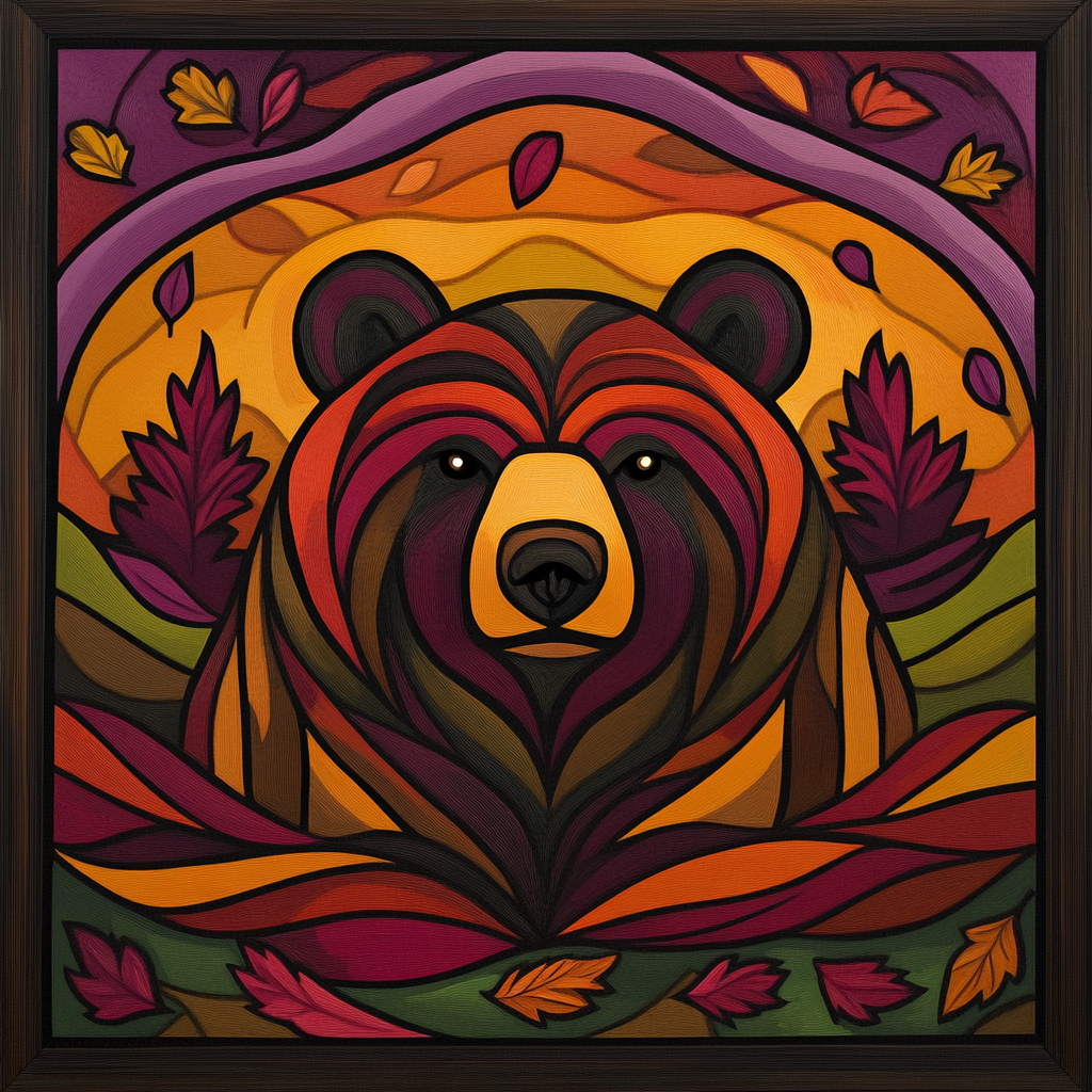 Norval Morrisseau Inspired Guardian Bear Of Autumn Winds Painting by numbers kit