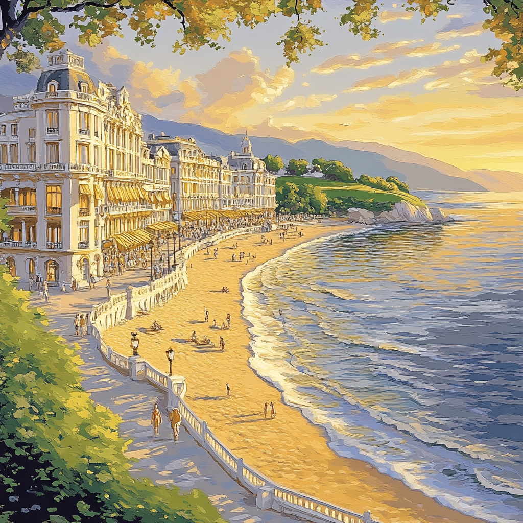 La Concha Boardwalk San Sebastian Spain paint by numbers