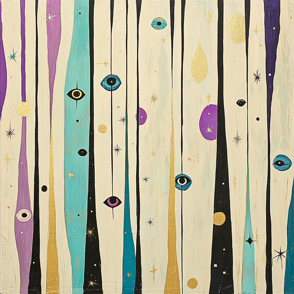 Joan Miró Inspired Aurora Whispers paint by color