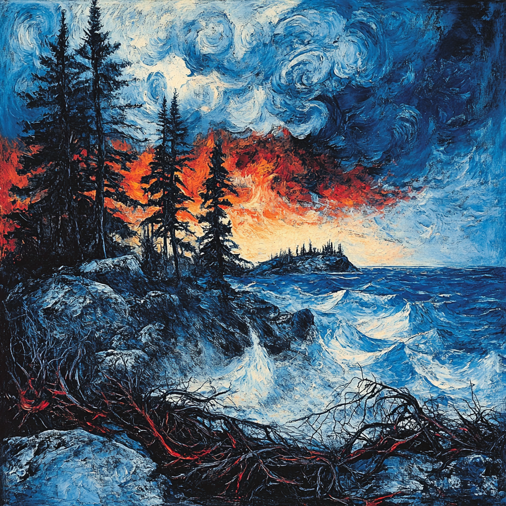 Arthur Lismer Inspired Whirling Storm Over Rocky Isles painting number kit