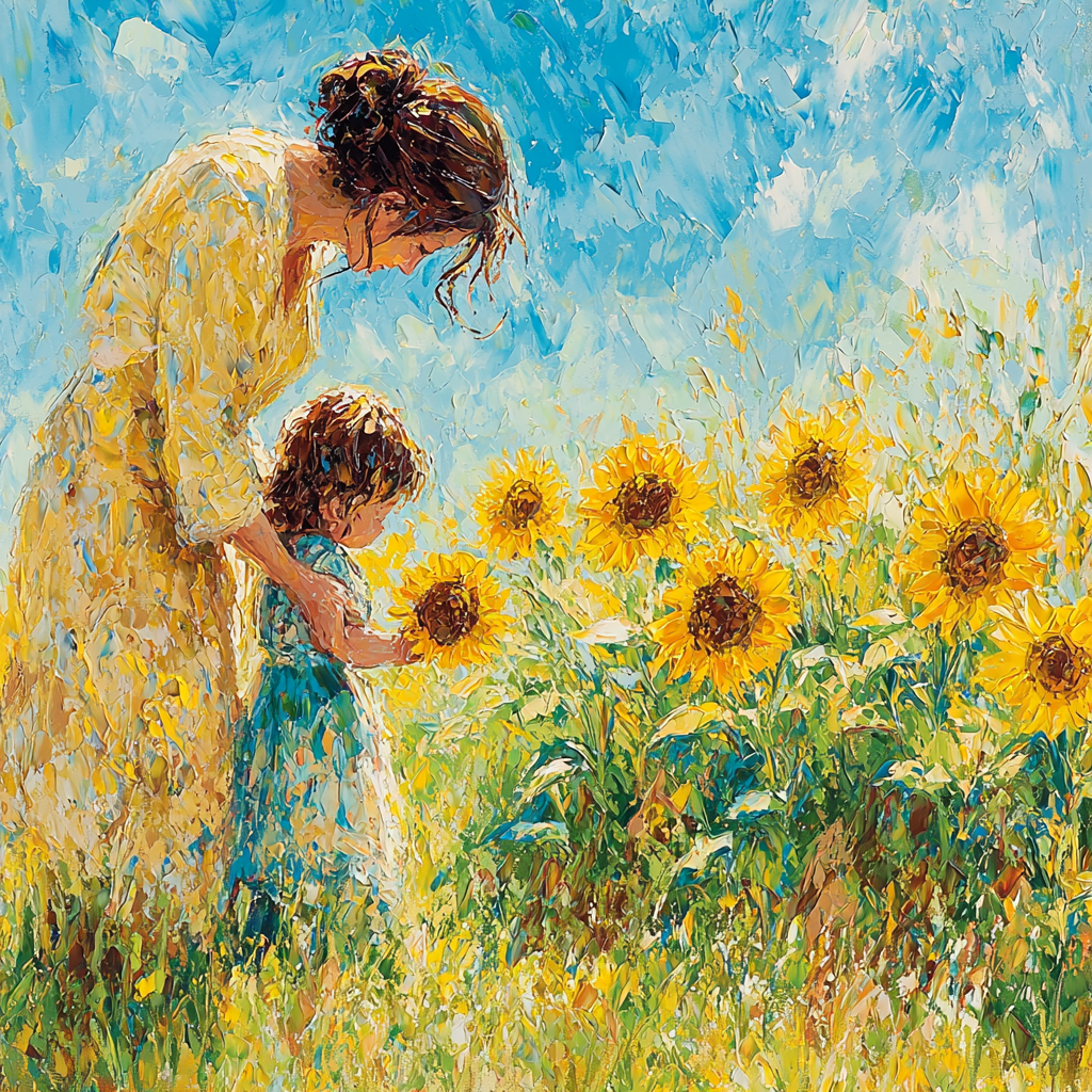 Mommy And Me In The Sunflowers Paint By Numbers