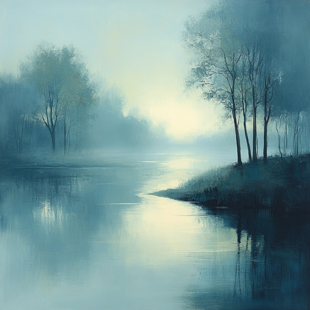 Claude Monet Inspired Foggy Riverbank paint by number