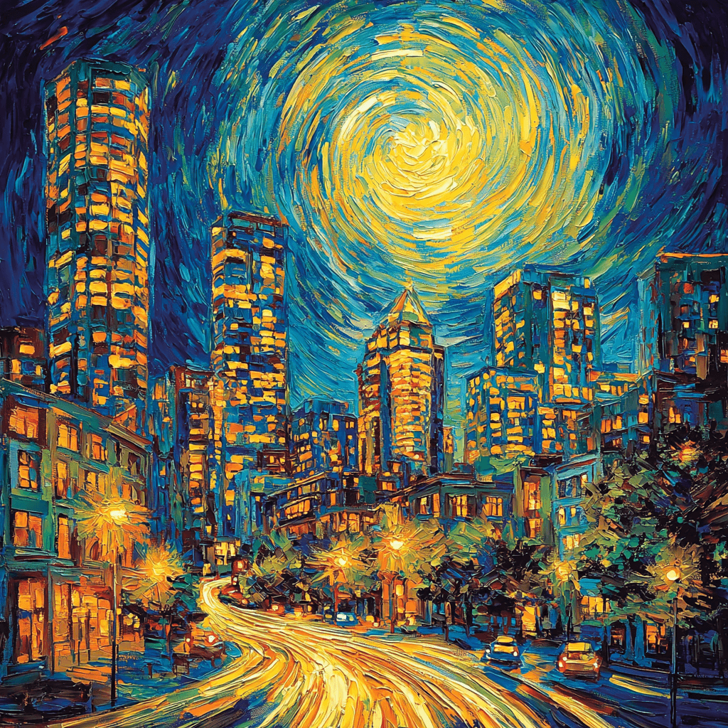 Vincent Van Gogh Inspired Glistening Night Skyline DIY Paint By Numbers