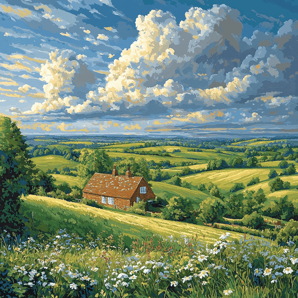 John Constable Inspired Charming Rural Landscape Paint By Color