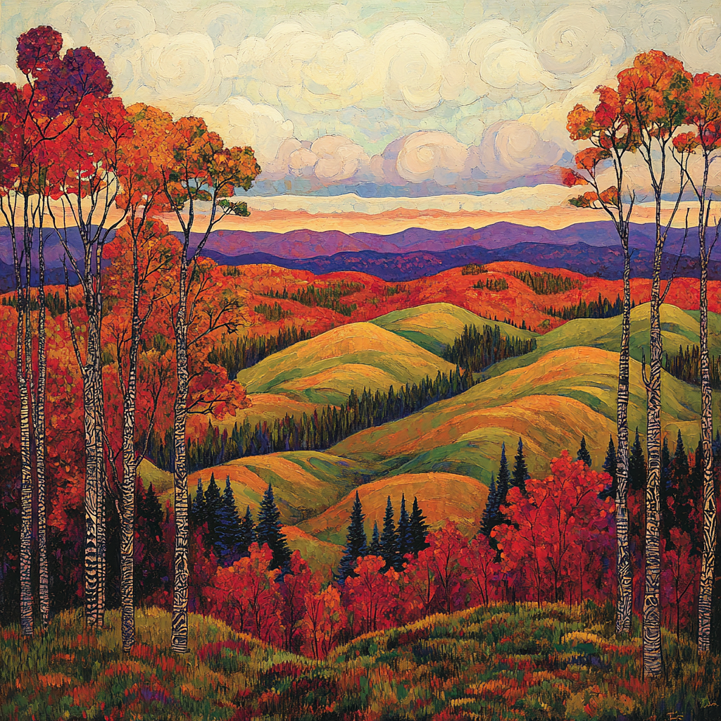 J E H MacDonald Inspired Autumn Blaze Among Algoma Hills Painting by numbers kit