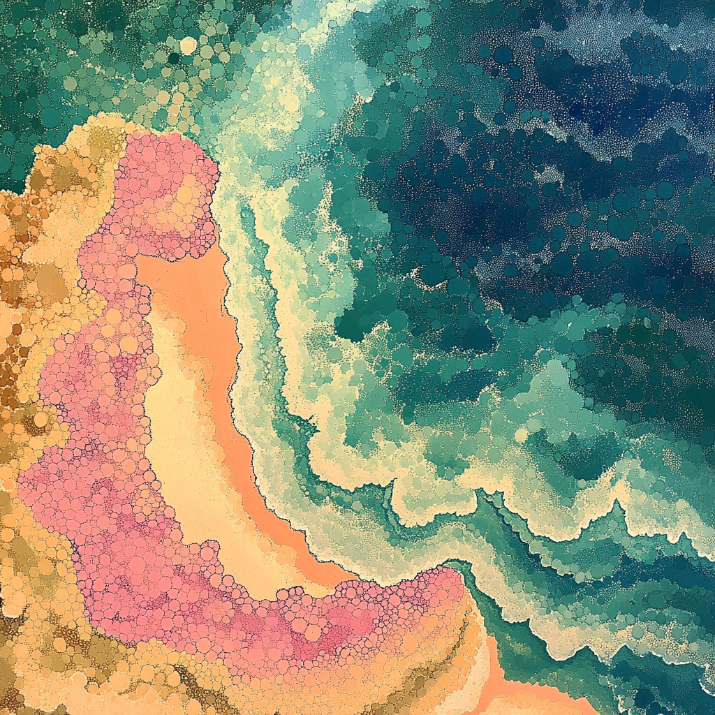 Georges Seurat Inspired Coral Atoll Abstract DIY paint by numbers