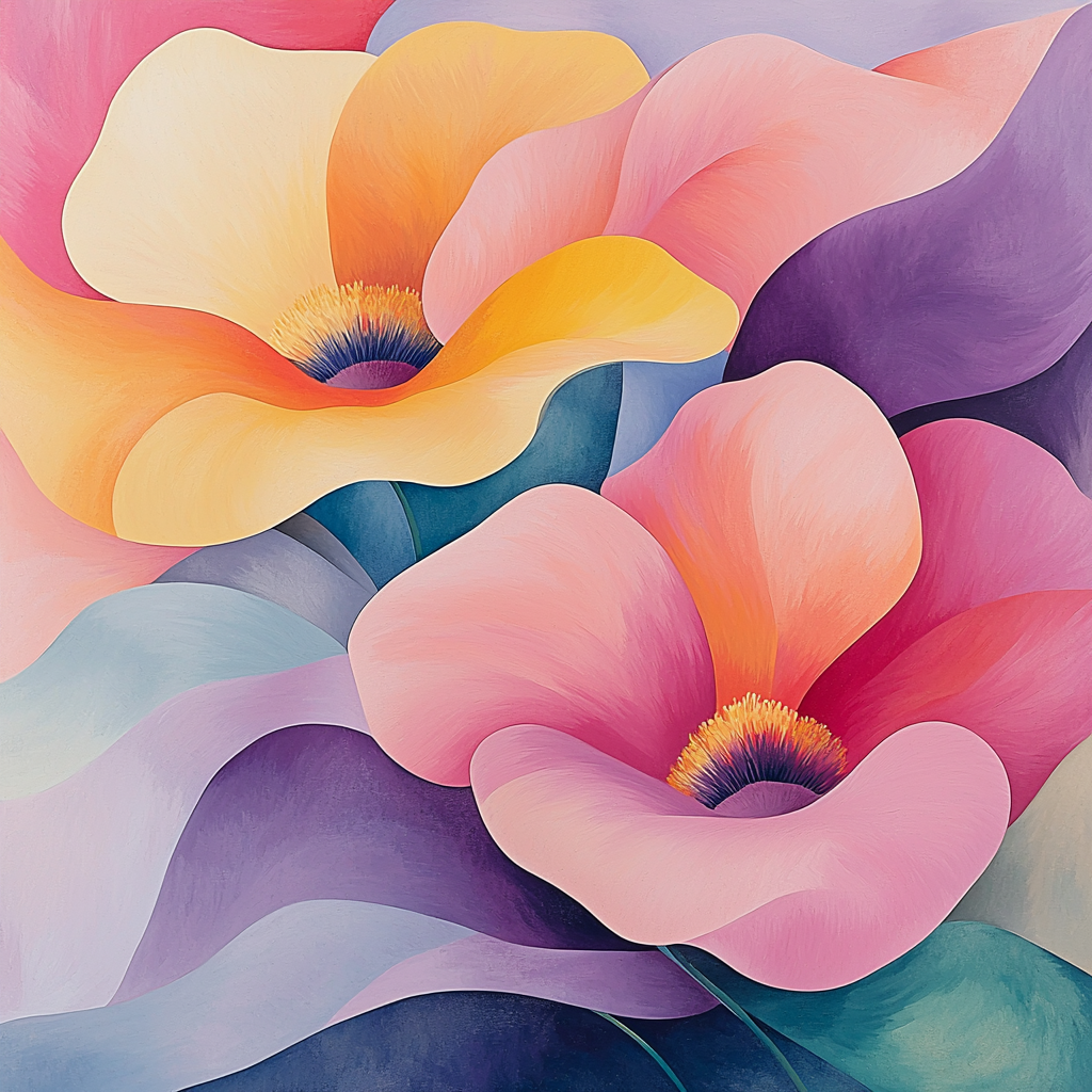 Georgia O'Keeffe Inspired Fantasy Flower Field Painting Number Kit