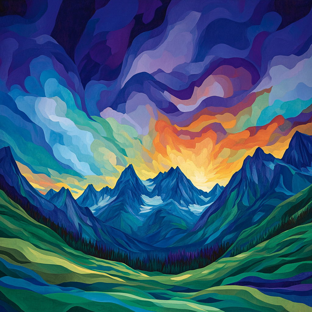 Frederick Varley Inspired Luminescent Dusk Over Alpine Ridge Paint by numbers art