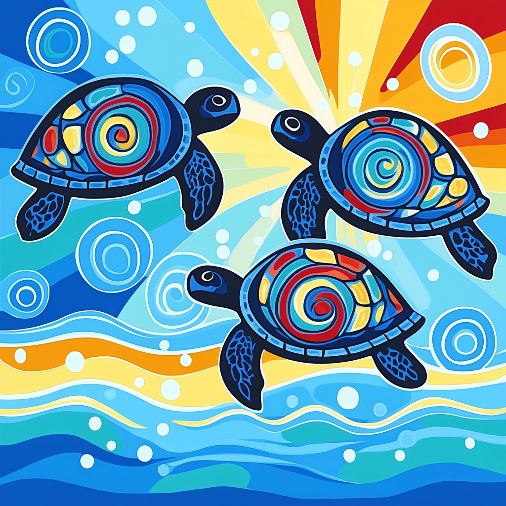 Norval Morrisseau Inspired Spirit Turtles Of The Deep Current paint by numbers