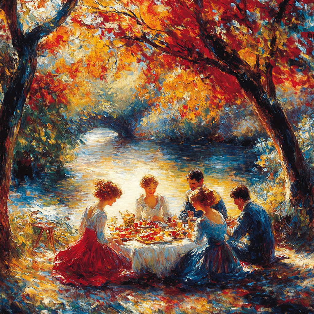 Pierre-Auguste Renoir Inspired Summer Picnic Scene paint by numbers