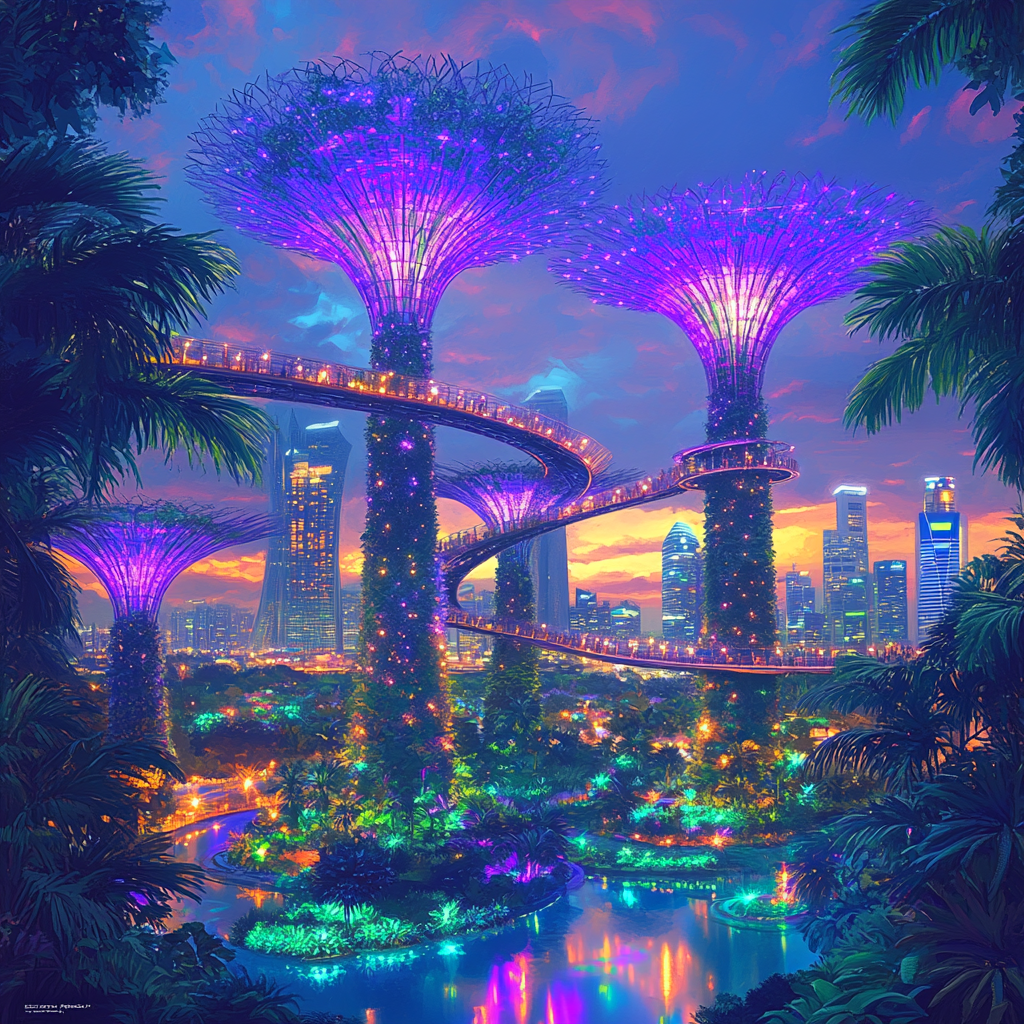 Gardens By The Bay Supertrees Singapore Numbered painting kits