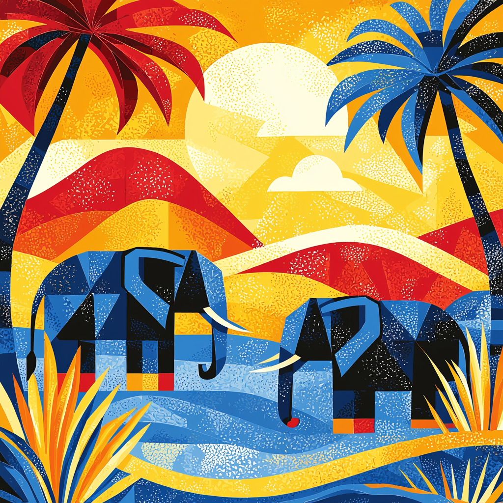 Picasso Inspired Cubist Safari Number Painting