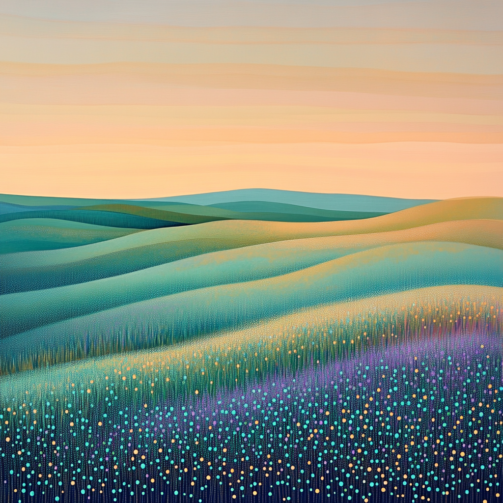 Georges Seurat Inspired Twilight Meadow Abstraction Paint by numbers kits