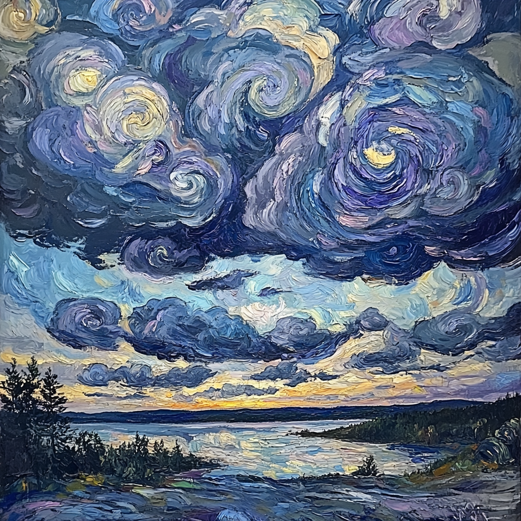 Edvard Munch Inspired Stormy Rain Clouds paint by numbers