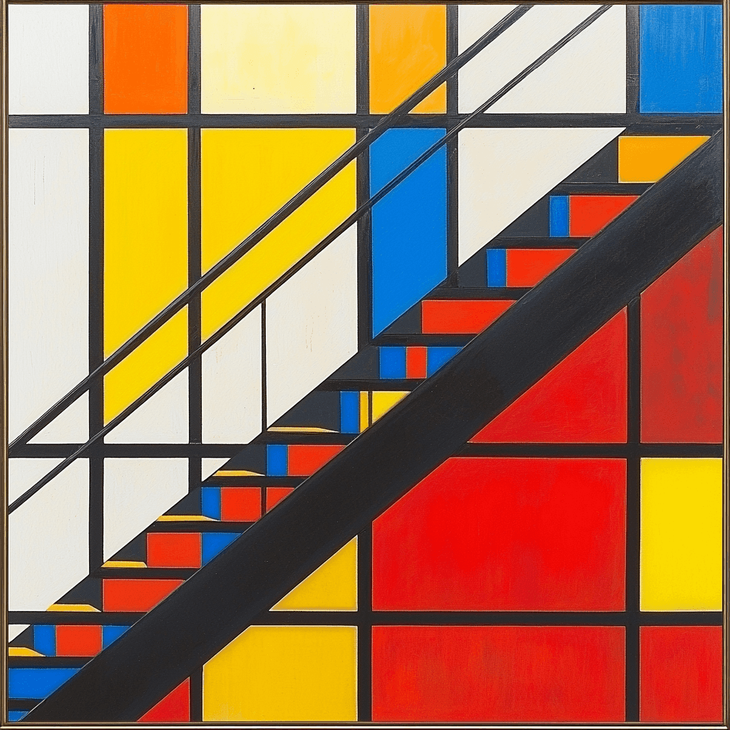 Piet Mondrian Inspired Abstract Urban Lights Painting Number Kit