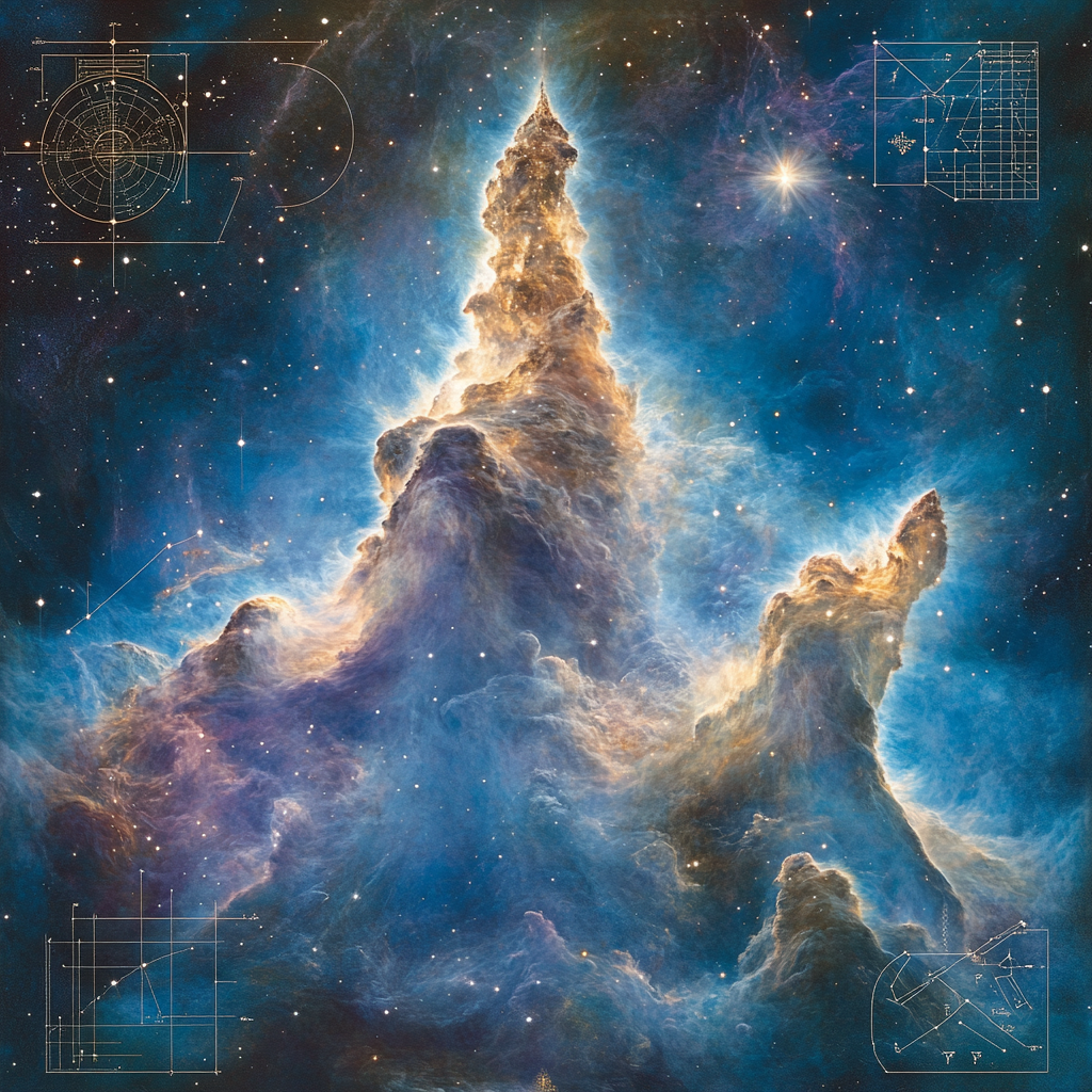 Leonardo Da Vinci Inspired Celestial Nebula Paint by numbers art
