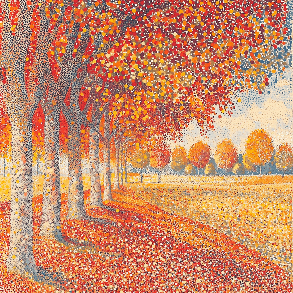 Georges Seurat Inspired Dreamy Autumn Canopy Painting Number Kit