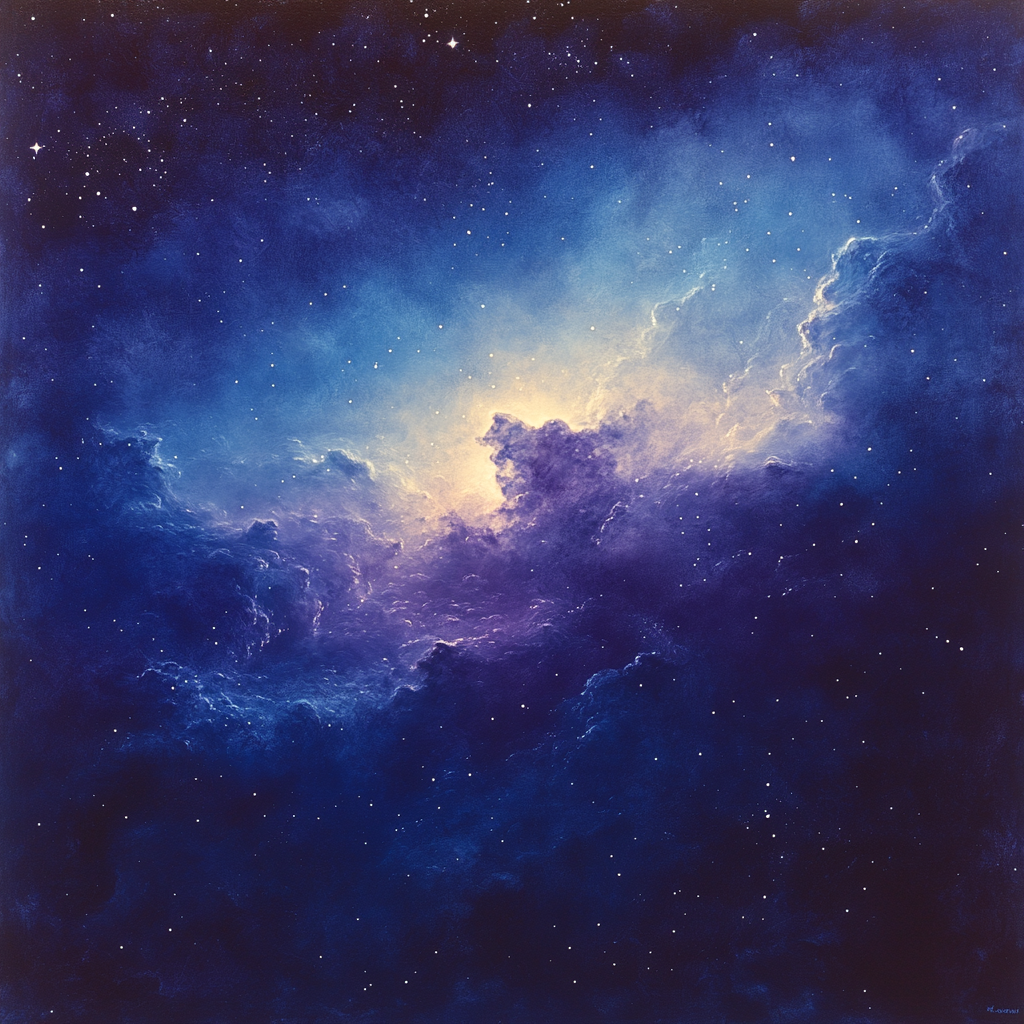 Leonardo Da Vinci Inspired Cosmic Nebula paint by color