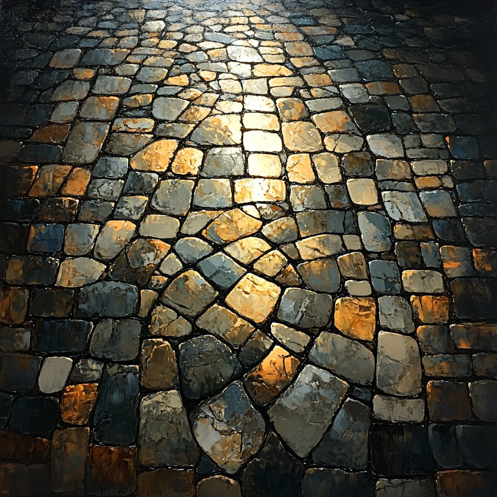 Caravaggio Inspired River Stone Drama Number painting