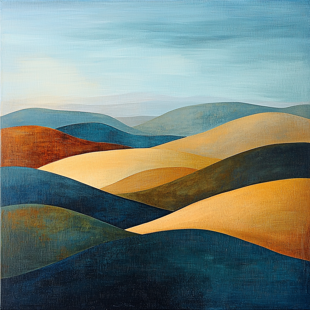 Paul Cézanne Inspired Serene Geometric Hills Number Painting