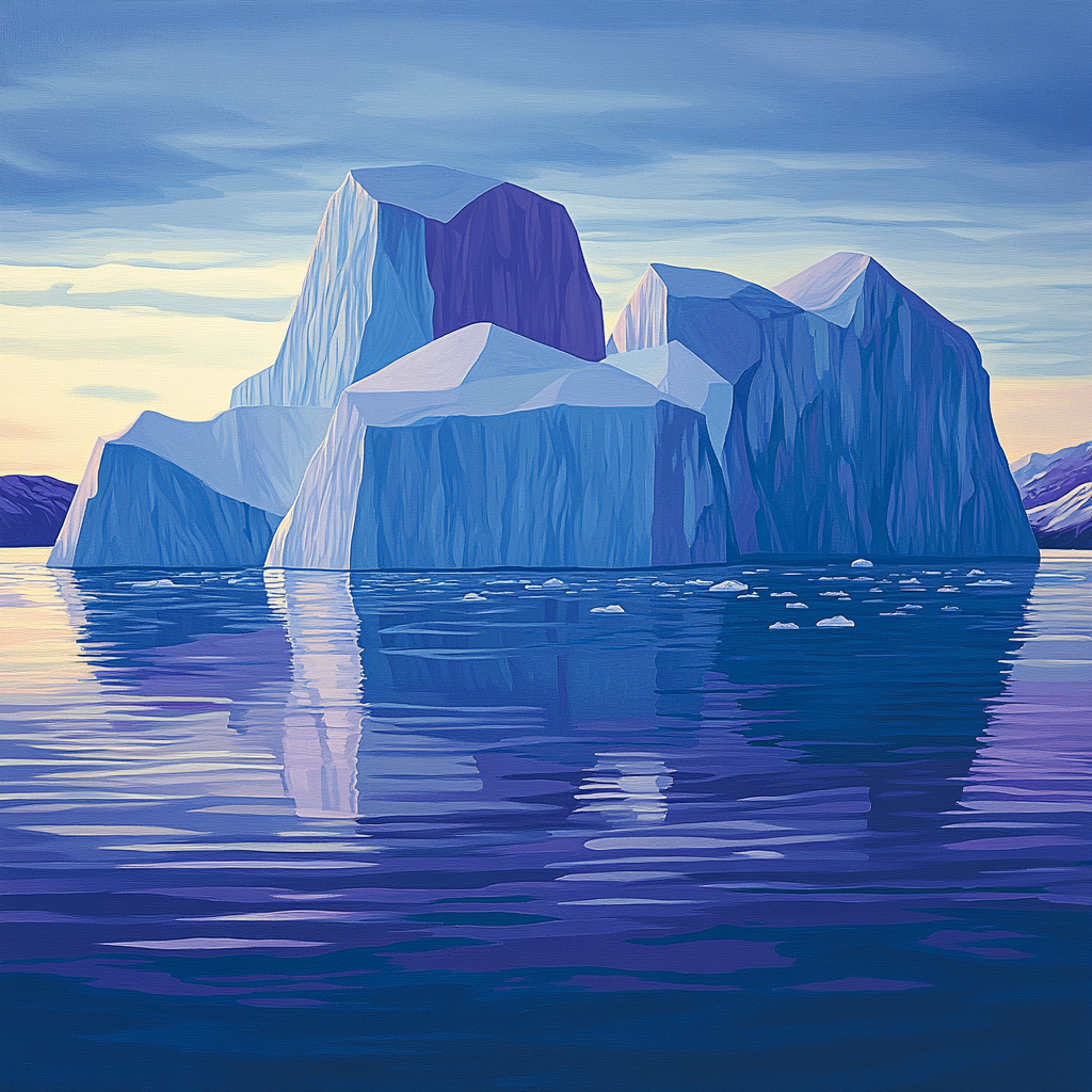 Lawren Harris Inspired Arctic Icefjord Abstraction paint by number