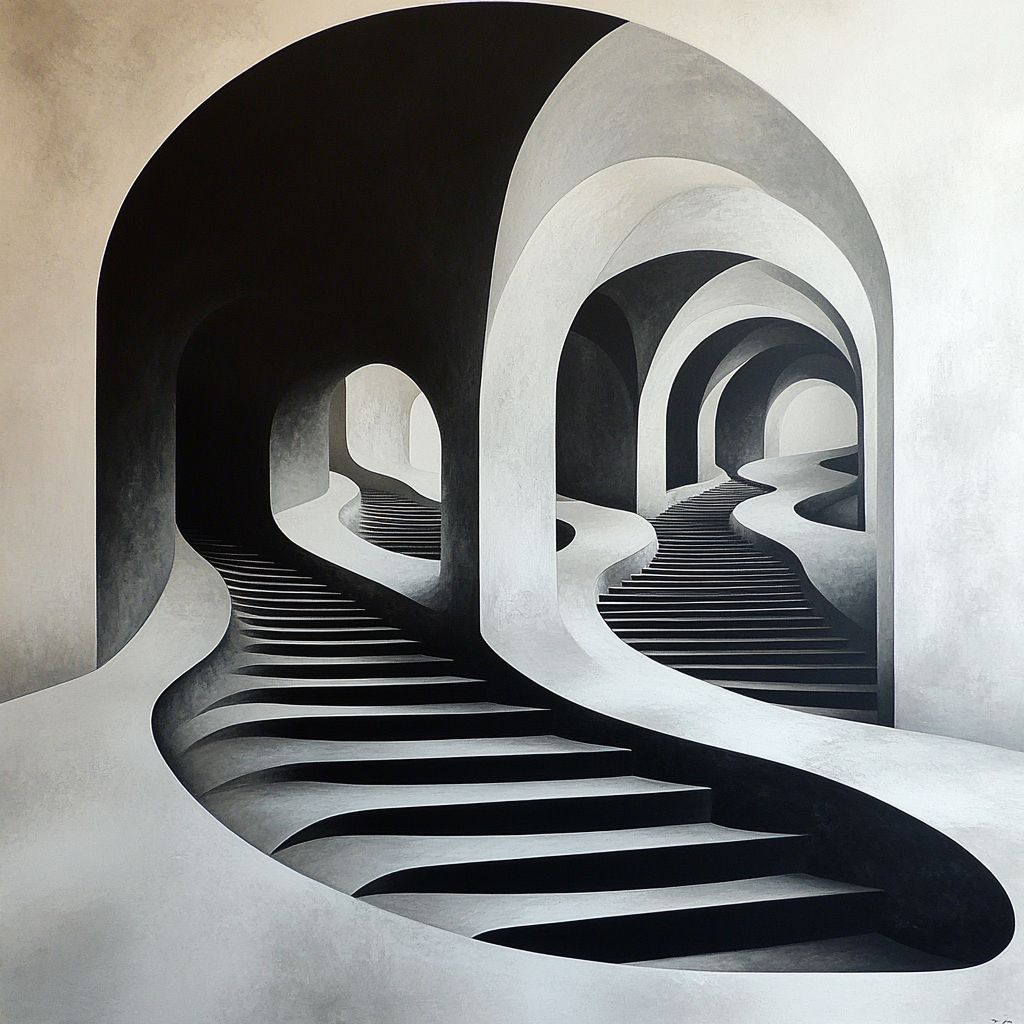 M.C. Escher Inspired Infinite Stairwell Of Waves Paint by numbers kits