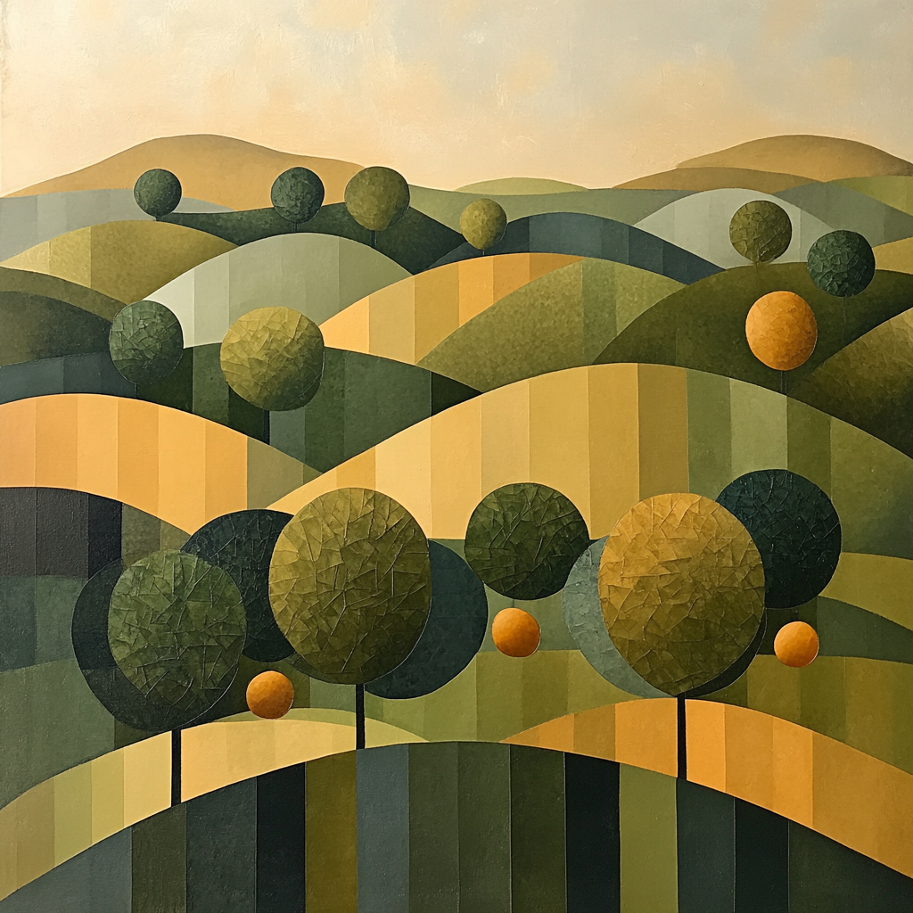 Pablo Picasso Inspired Cubist Orchard Abstract paint by number