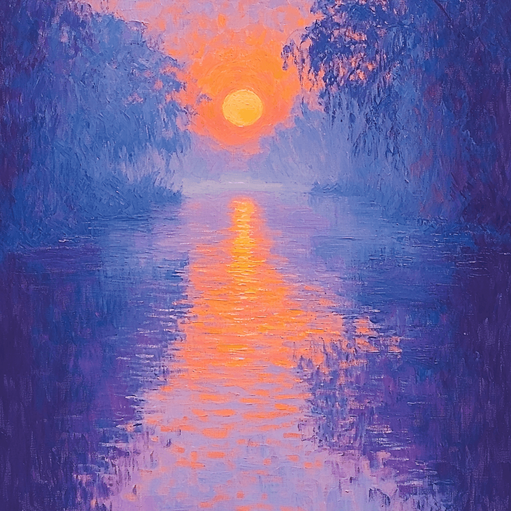 Claude Monet Inspired Twilight River Reflection DIY Paint By Numbers