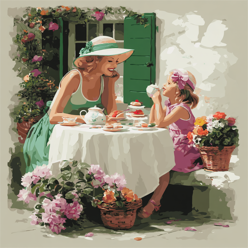 Tea Time With Mom Number Painting