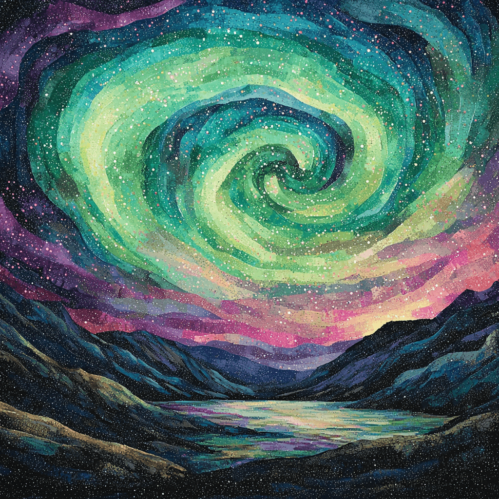 Georges Seurat Inspired Dazzling Aurora Skies Painting Number Kit