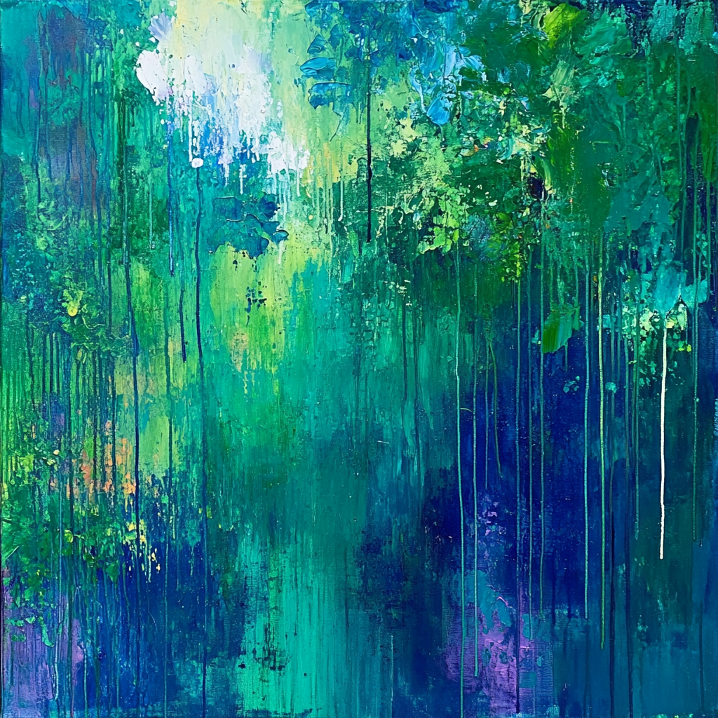 Jackson Pollock Inspired Rainforest Rhythm paint by color