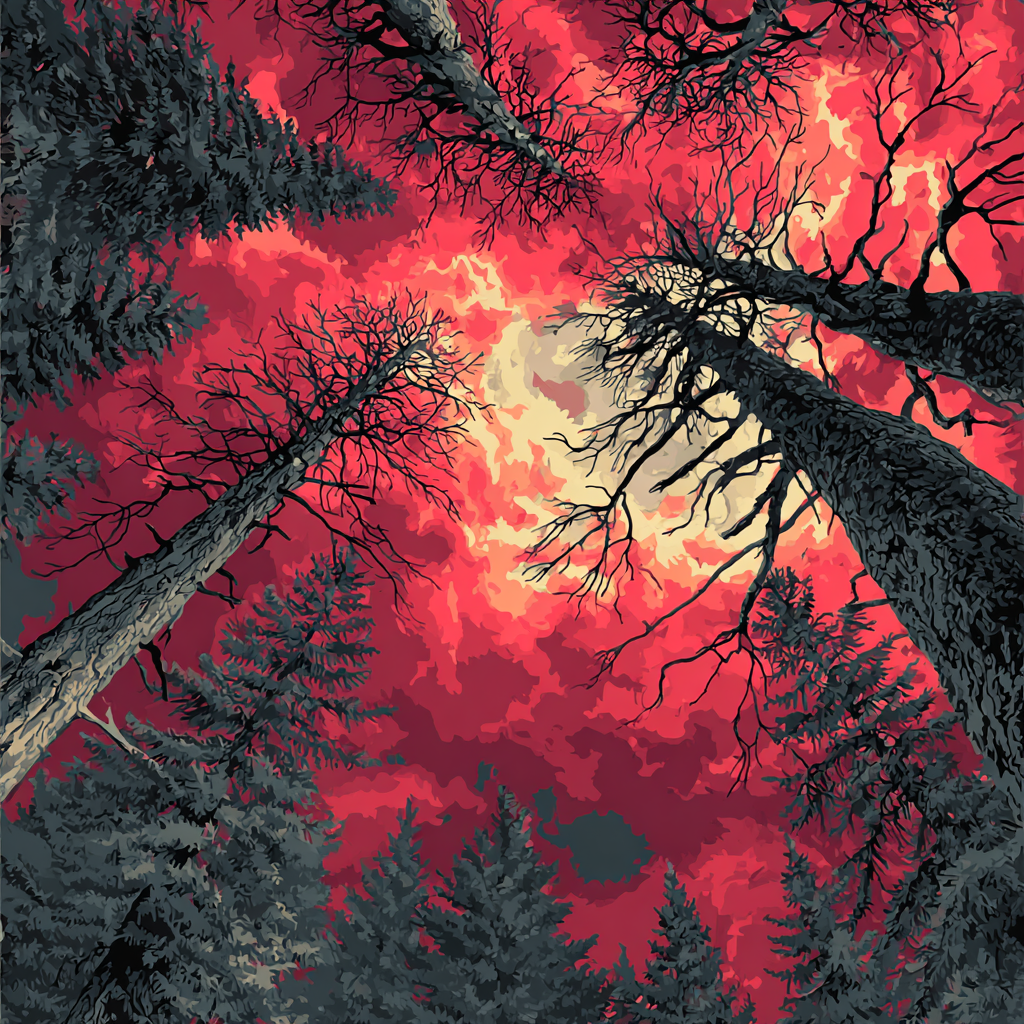 Edvard Munch Inspired Lonely Forest paint by color
