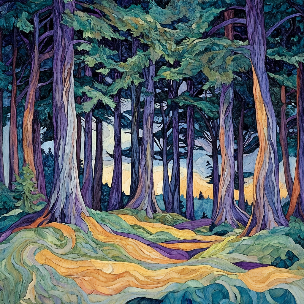 Emily Carr Inspired Twilight Forest Canopy Numbered painting kits