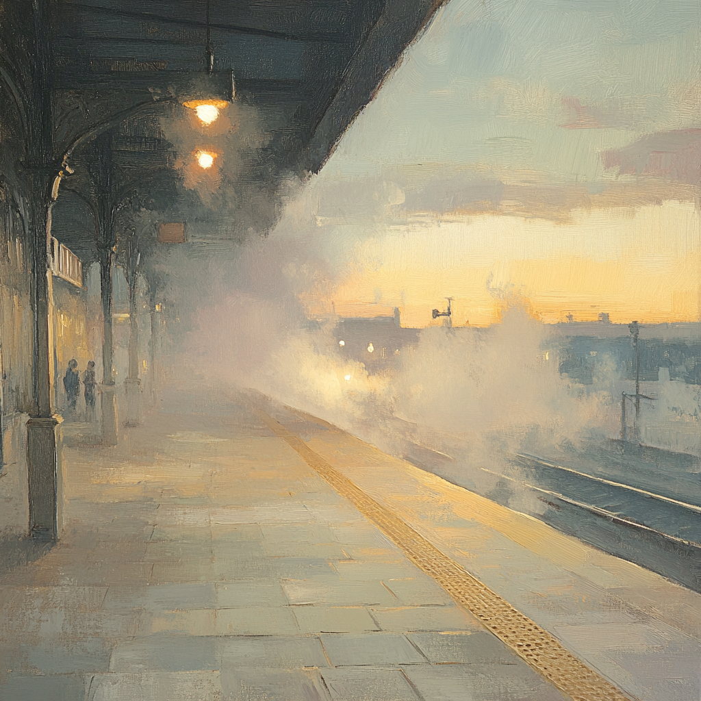 Monet Inspired Foggy Railway Station Numbered painting kits