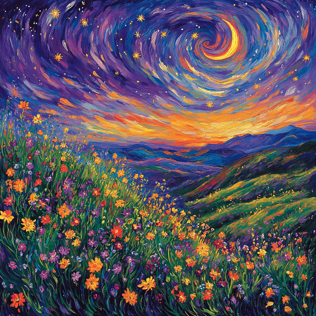 Van Gogh Inspired Twilight Meadow Paint by numbers art