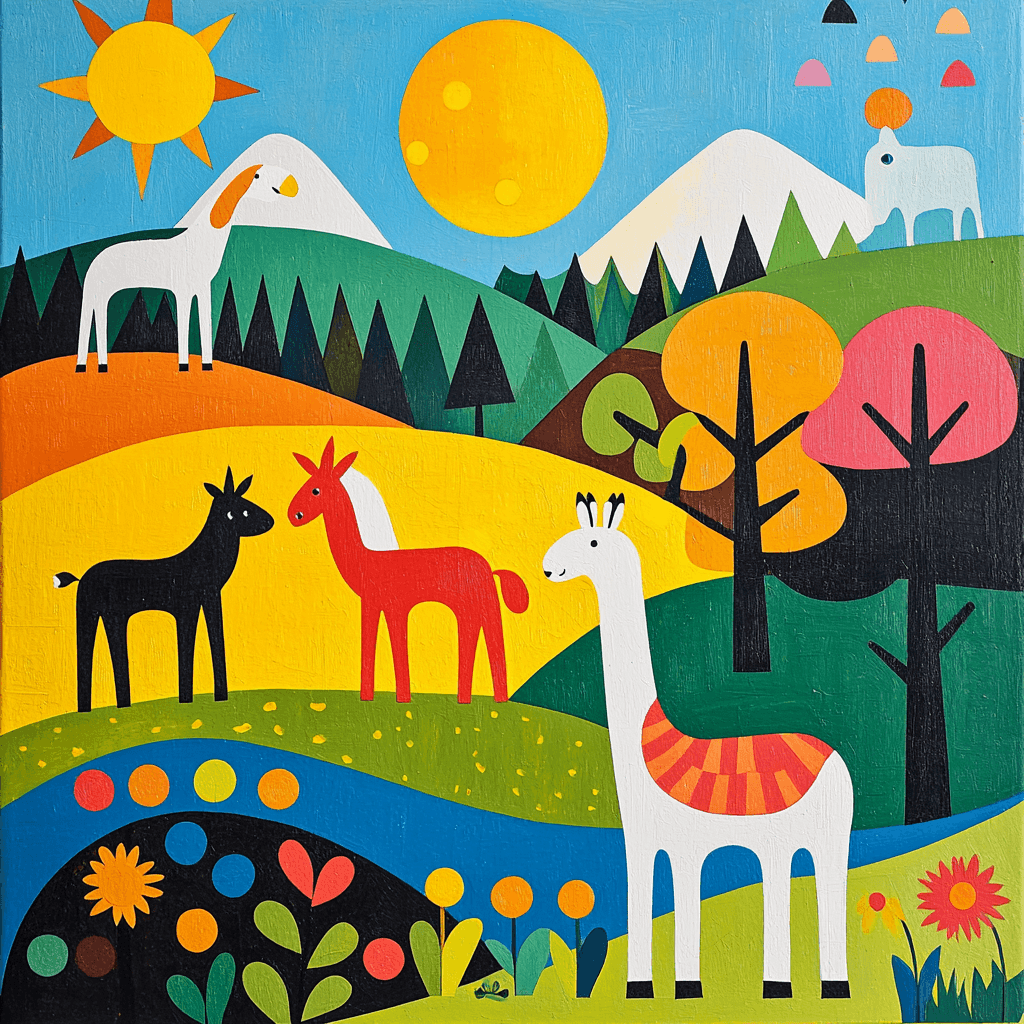 Charley Harper Inspired Joyful Animals Numbered Painting Kits