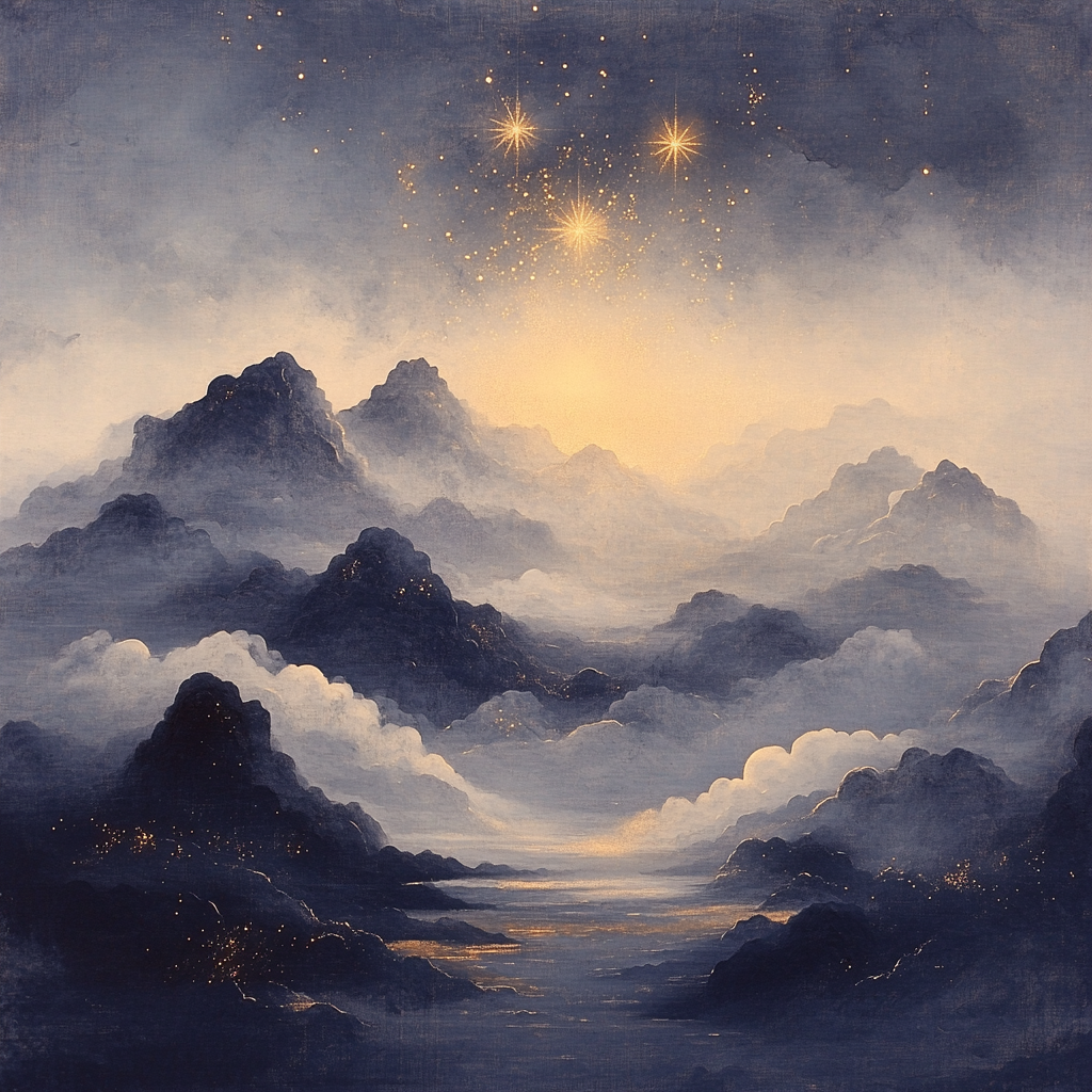 Zhao Mengfu Inspired Celestial Ink Nebula Numbered painting kits