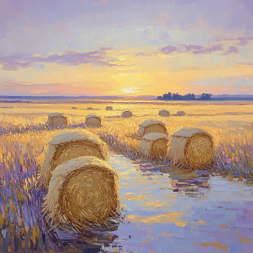 Claude Monet Inspired Haystacks At Evening Glow Number painting