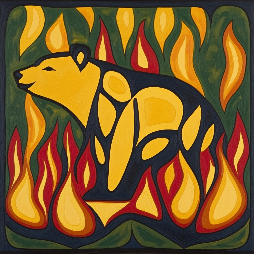 Norval Morrisseau Inspired Bear Of The Earth Fire Energy paint by numbers