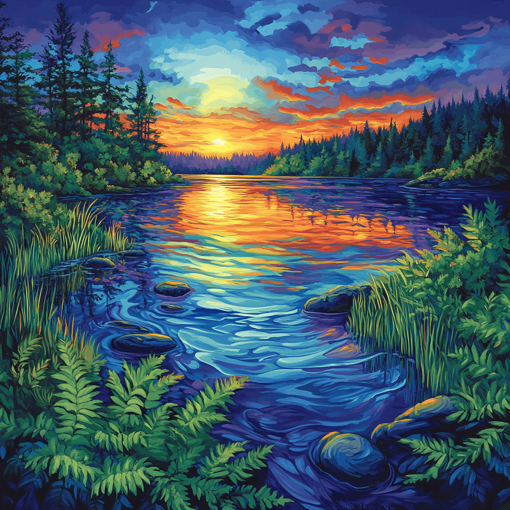 Frederick Varley Inspired Luminous Twilight Over Crystal Lake Numbered painting kits