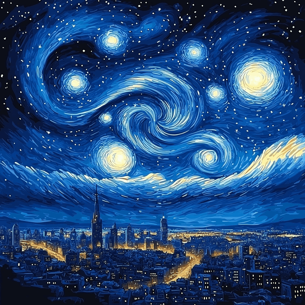 Vincent Van Gogh Inspired Dreamy Urban Silhouettes Painting By Numbers Kit