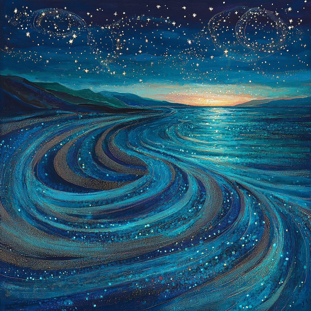 Georges Seurat Inspired Tidal Celestial Bloom paint by number