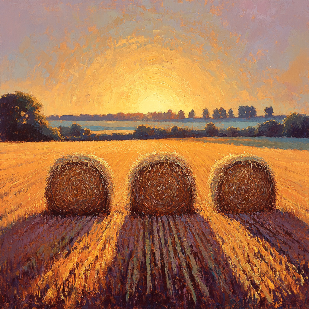 Claude Monet Inspired Haystacks At Golden Hour paint by numbers