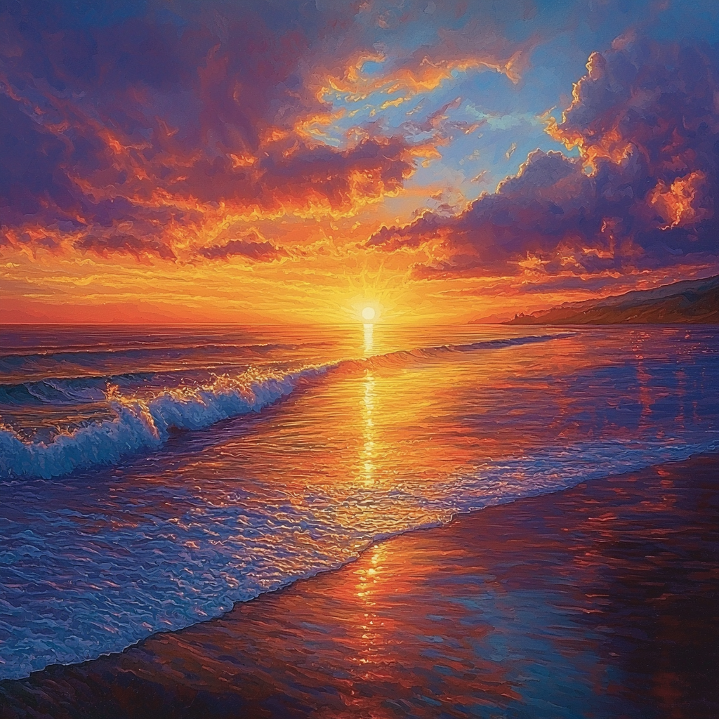 J.M.W. Turner Inspired Golden Horizon At Dusk Number Painting