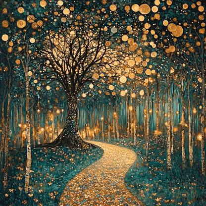 Gustav Klimt Inspired Ethereal Woodland Paint By Number